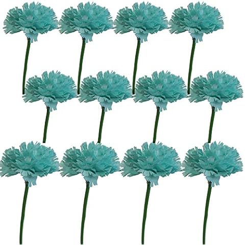 Lily Garden 12 Stems Artificial Carnation Flower Silk Bouquet (Turquoise) Cover