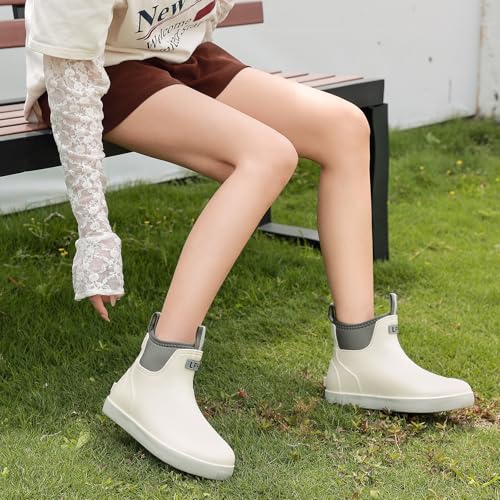 Women's Deck Boots, Waterproof Ankle Rain Boots with Anti-Slip Traction, Rubber Garden & Fishing Boots for Boating, Camping, Farming & Outdoor Work - Image 6