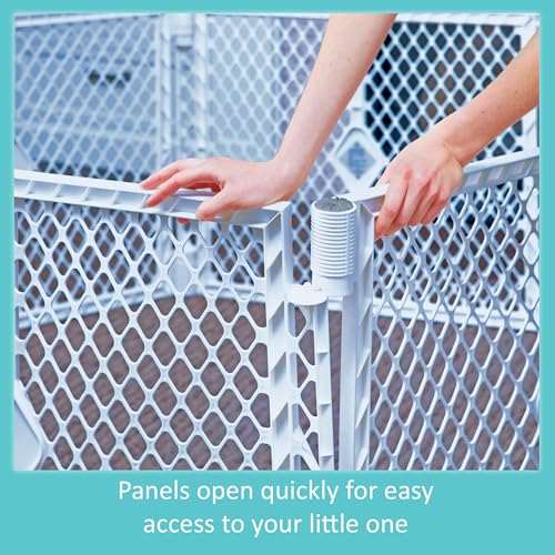 Image of Toddleroo by North States - Superyard Baby Play Yard: Freestanding 6 Panel Baby Playpen - Indoor or Outdoor Use - Made in USA - Encloses Up to 18.5 Square Feet - 26 Inches Tall - Pink