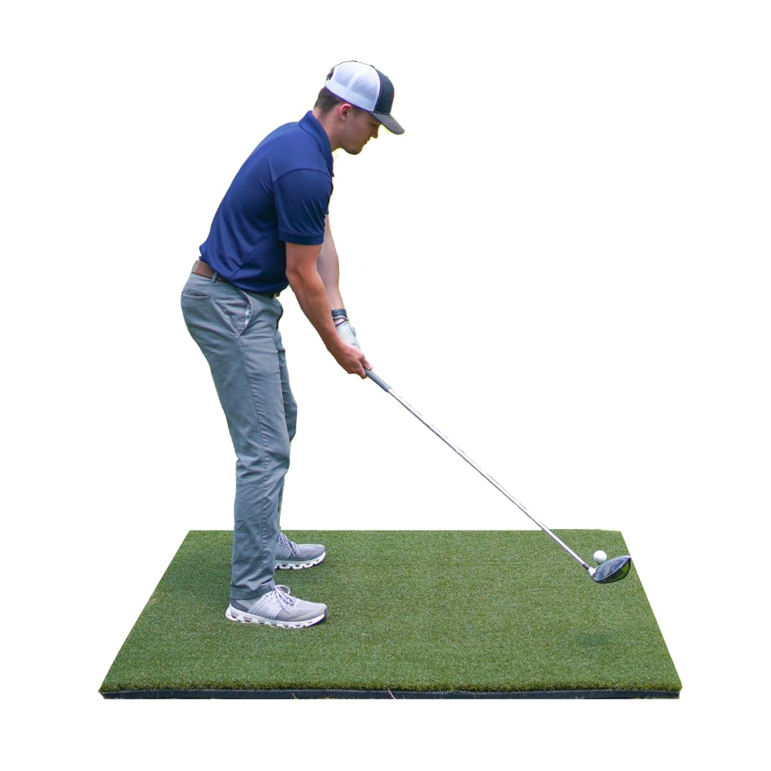 Country Club First Cut by Real Feel Golf Mats 5x5 ft, Indoor & Outdoor Turf Hitting Mat | Heavy Duty Practice Mat Simulates First Cut/Rough Surface | Bounce Free Swing | Advanced Foam Backing