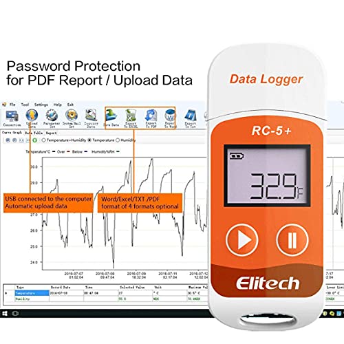 Image of [ISO 17025 Certified] Elitech RC-5+ USB Temperature Data Logger Reusable Recorder PDF DDL