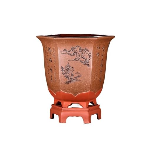 Gelasige B Flower Pots Purple Clay Flower Pot Ceramic Large Hexagonal Indoor Living Room Onsai Pot With Ase Outdoor Flower Pots