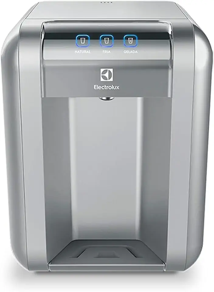 Purificador de Água Gelada Fria e Natural Elétrico Compacto Eletronico placa Electrolux cinza prata com Painel Touch Bivolt PE11X