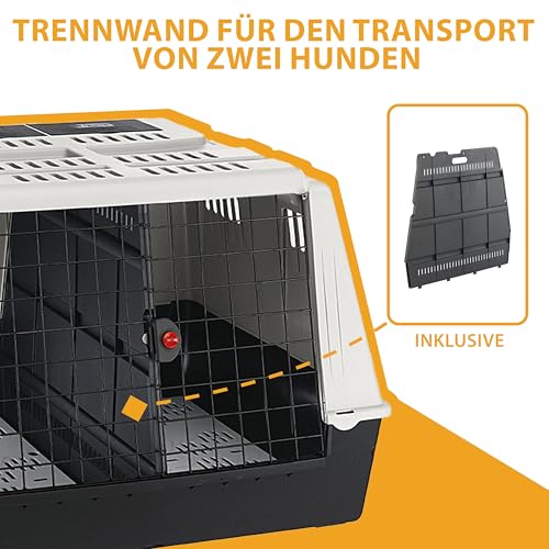 Ferplast 73110021 Autotransportbox Atlas Car Maxi, für Hunde, Maße: 100 x 80 x 71 cm, grau