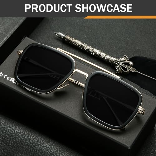 Rectangular Sunglasses Metal Frame UV400 Lens Protection Fashion Trend Glasses Retro Thin Frame Eyewear4