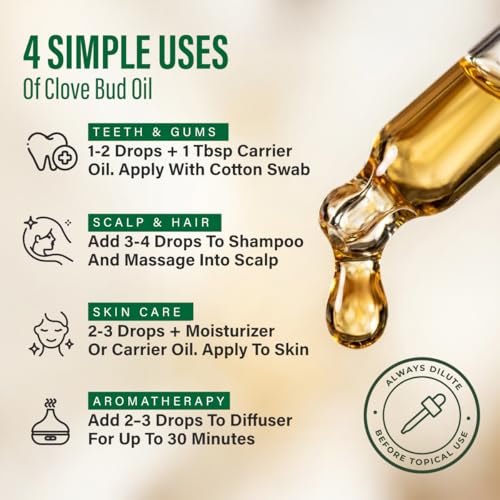 Image of 100% Pure Clove Oil - 4 Fl Oz Clove Essential Oil for Hair, Skin, Diffuser, Aromatherapy & DIY Soap Making Scent