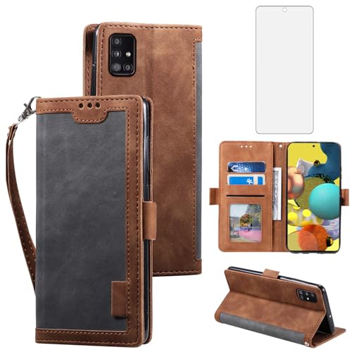 Asuwish Phone Case for Samsung Galaxy A51 5G/A 51 5G UW Verizon Wallet Cell Cover with Tempered Glass Screen Protector Lanyard Flip Credit Card Holder Slot Stand 51A G5 S51 Women Men Gray