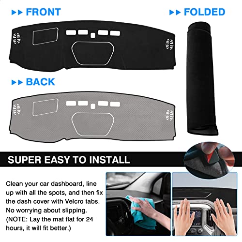 Image of Autorder Dashboard Cover Mat for 2019-2025 Chevy Silverado 1500 2500HD 3500HD /GMC Sierra Accessories Dash Cover Flannel Dash Mat Sunshade Protector(Just Fit the Models Without Forward Collision Alert)