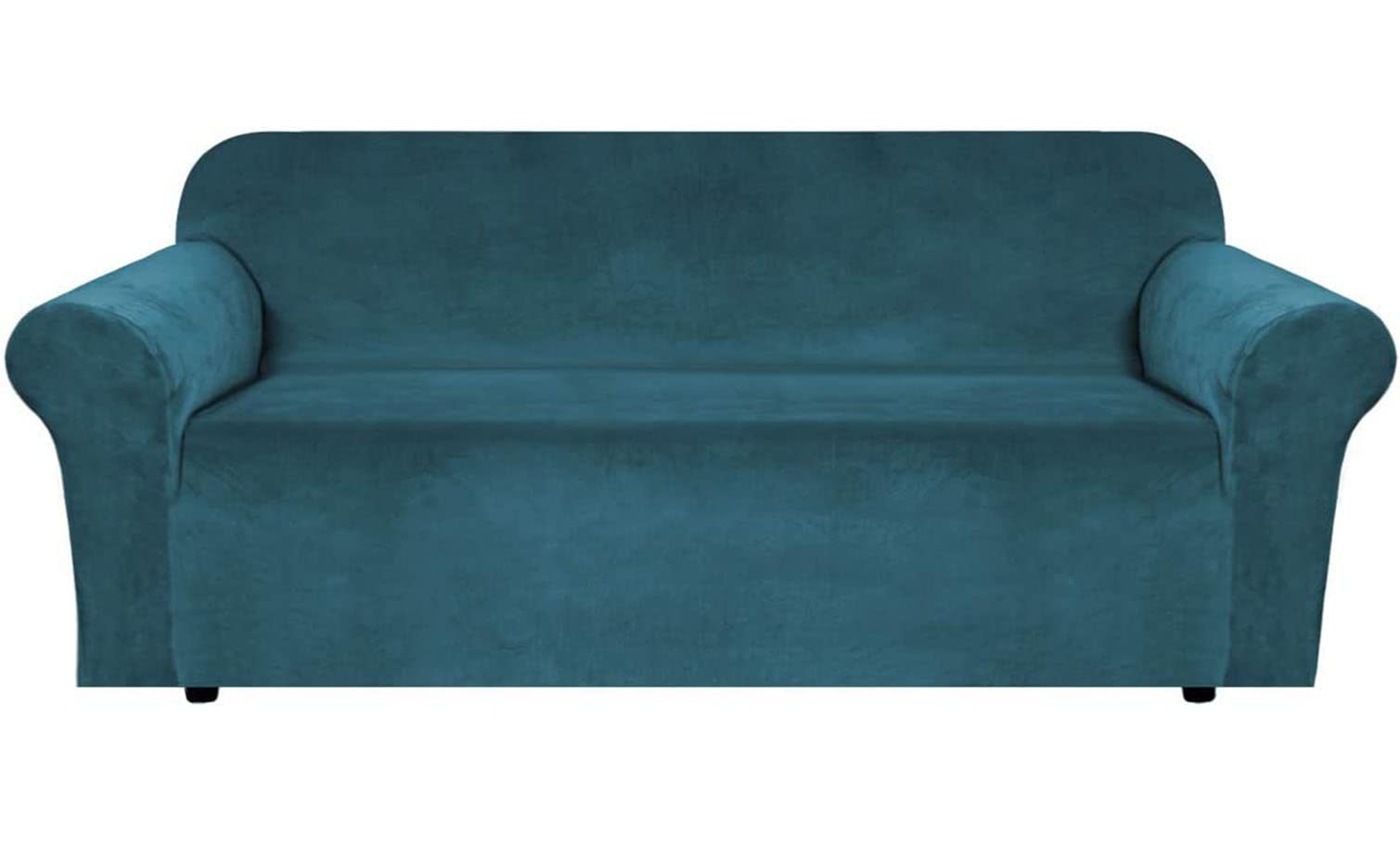 Housse de canapé en velours bleu marine 1 place extensible