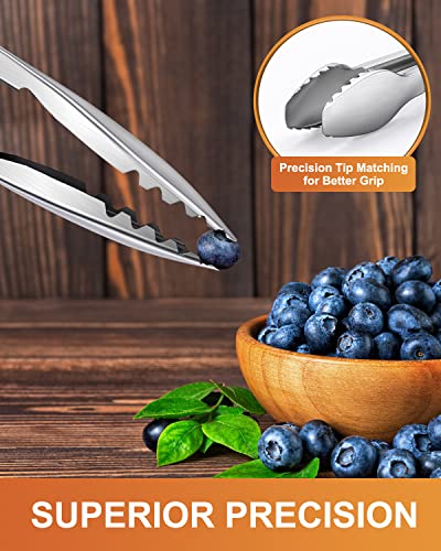 Bnlcd Cooking Tongs With Teeth, Premium Stainless Steel Kitchen Tongs Set Of 2-9" And 12", Heavy Duty Locking Metal Food Tongs With Non-Slip Grip - Black #TOP2