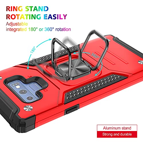 Aymecl Note 9 Case Galaxy Note 9 Case Samsung Note 9 Cases With 3D Pet Screen Protector, Armor Grade Cases With Rotating Holder Kickstand Non-Slip Hybrid Rugged Case For Samsung Galaxy Note 9 Red #TOP4