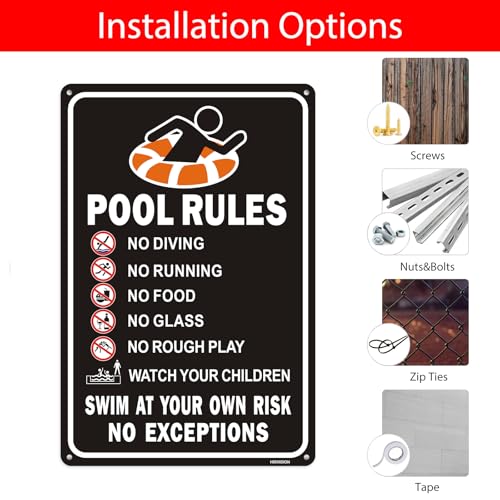 Conjunto 2 Señales de Reglas para Piscina 12x8 Pulg miniatura 3