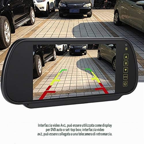 Lo schermo digitale a LED da 7 pollici dello specchio retrovisore Sanpyl Car può essere collegato a una telecamera di retromarcia con DVD esterno o TV per auto Adatto a tutti i tipi di veicoli che fan