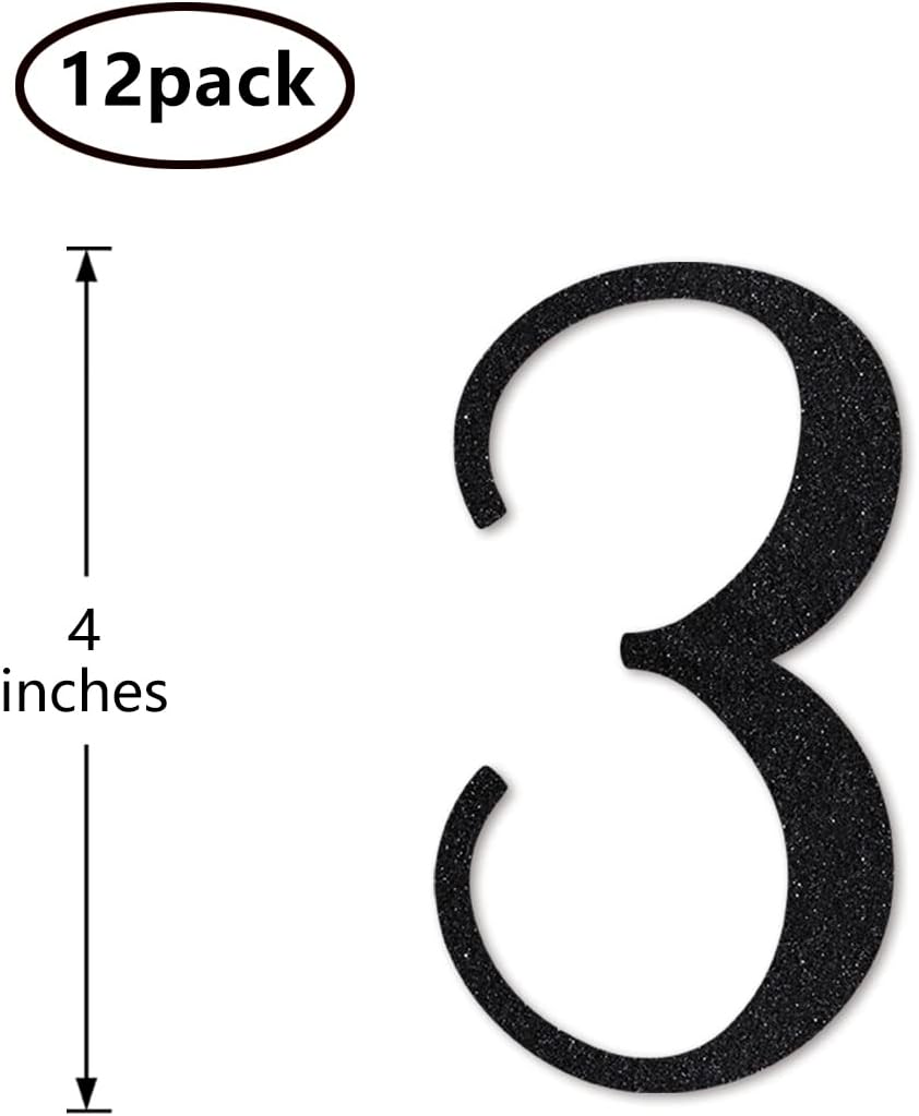 Black Glitter 3rd Birthday Centerpiece Sticks, 12-Pack Number 3 Table Topper Anniversary Party Decorations - Image 2