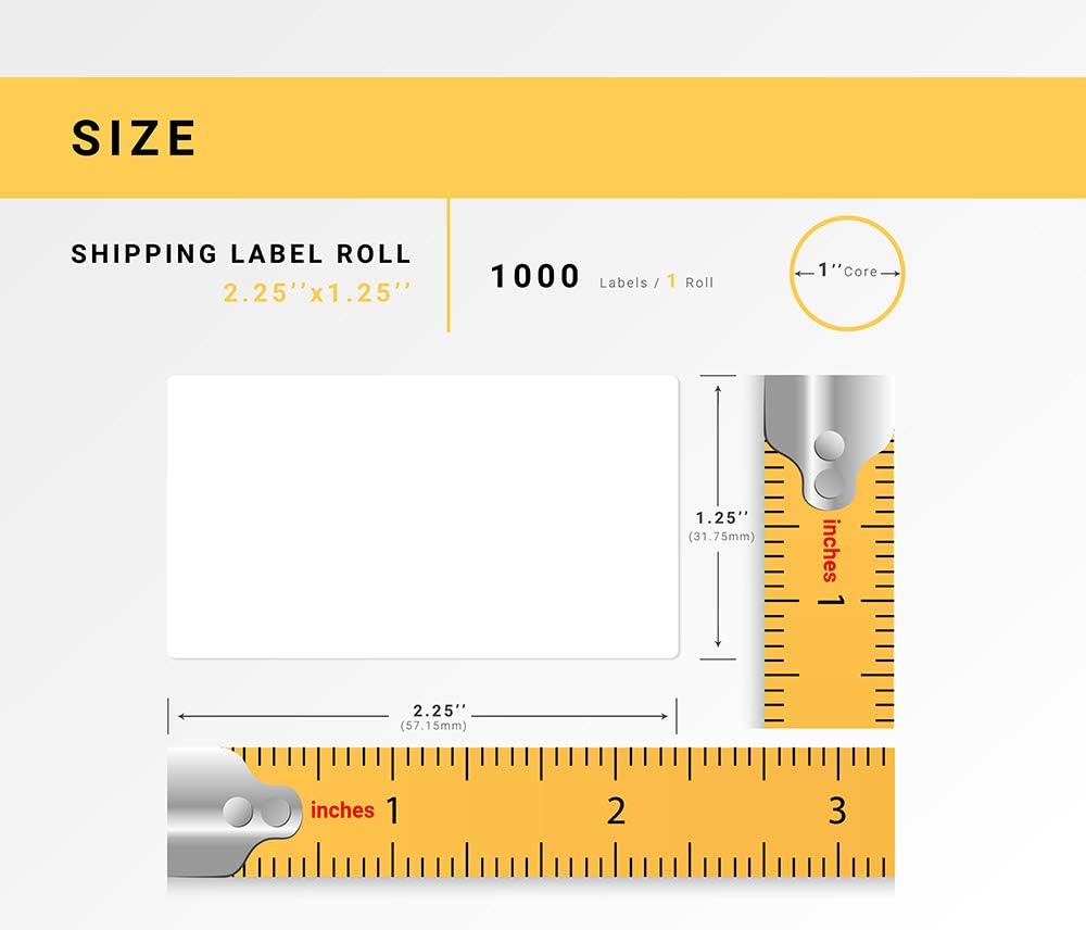 HOUSELABELS 2.25" x 1.25" Address Labels on 1" Core with Removable Adhesive Compatible with Zebra and Rollo Printers, 2 Rolls / 1,000 Labels per Roll