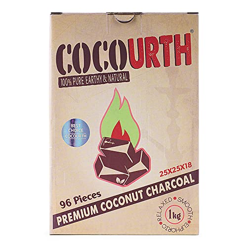 Hookah Natural Coconut Charcoal 96 Pieces Flat Coco Urth 1 Kilo Shisha Coal #TOP1