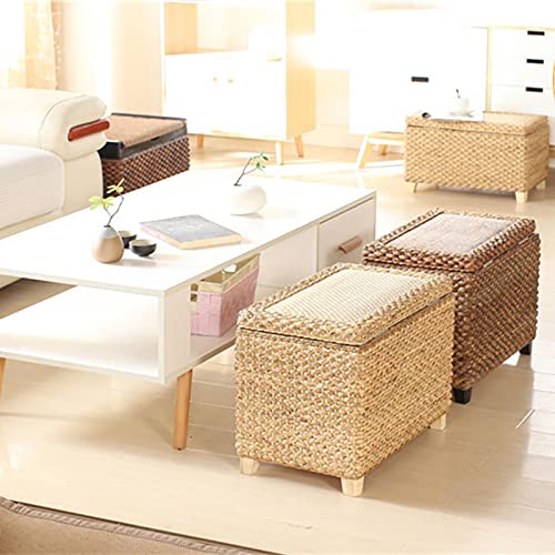 Pouf en jonc de mer tissé main et rotin rustique d'exception - 3
