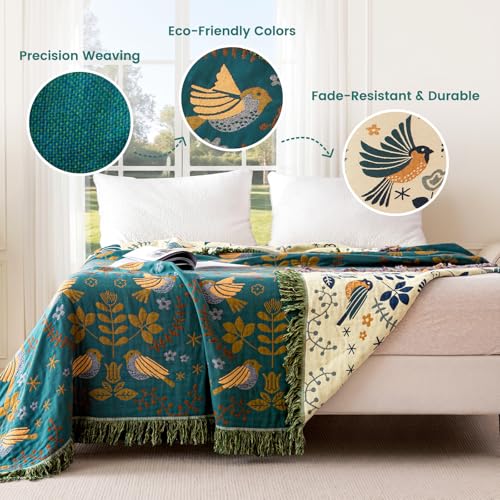 Image of MSGKV Boho Throw Blanket 50 inchx60 inch Cotton Blanket for Couch & Living Room