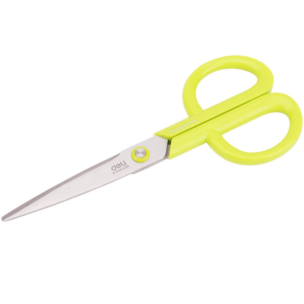 Deli Tijeras de acero inoxidable, 17,78 cm, larga duración, varios colores (verde/rosa/azul)