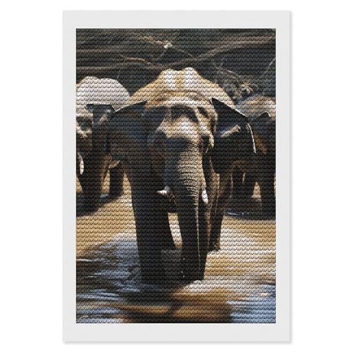 Kit d'art diamant éléphant pour une décoration murale zen à faire soi-même