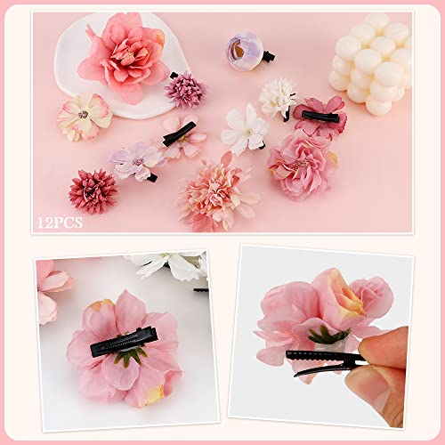 Ahoney 12 piezas pinzas de flores bohemias para cabello miniatura 5