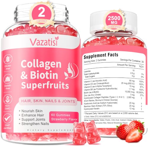 Vazatisi 2 Pack Sugar Free Collagen Gummies