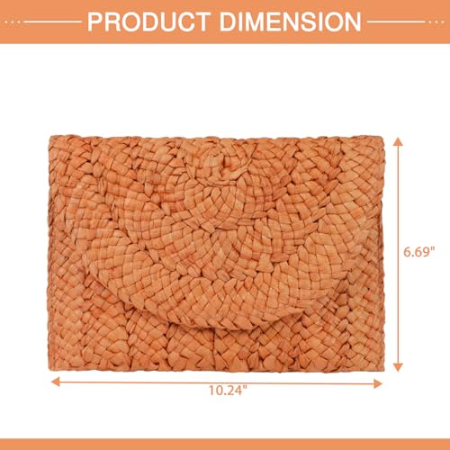 Image of Straw Clutch Bag for Women Envelope Woven Clutch Handbag Summer Beach Purse