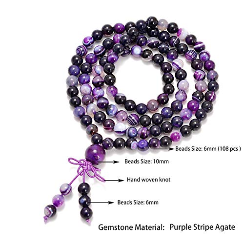 AD Beads 6mm Natural Healing Gemstones Buddhist 108 Prayer Mala Stretchy Bracelet Necklace3