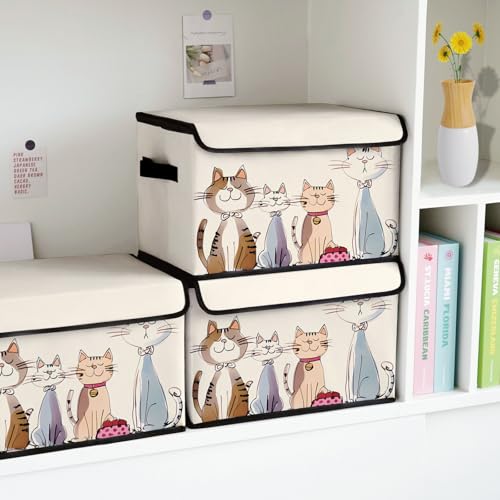 Image of Stackable Storage Bins with Lids,Closet Organizers Fabric Box for Home and Office,Blanket Clothes Organizers,Under Bed Storage Containers 3 Pack