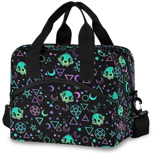 Mnsruu Insulated Lunch Bag Magic Skulls Lunch Bag Women Lunch Tote Men Lunch Cooler Bag Reusable Leakproof Lunch Box For Work School