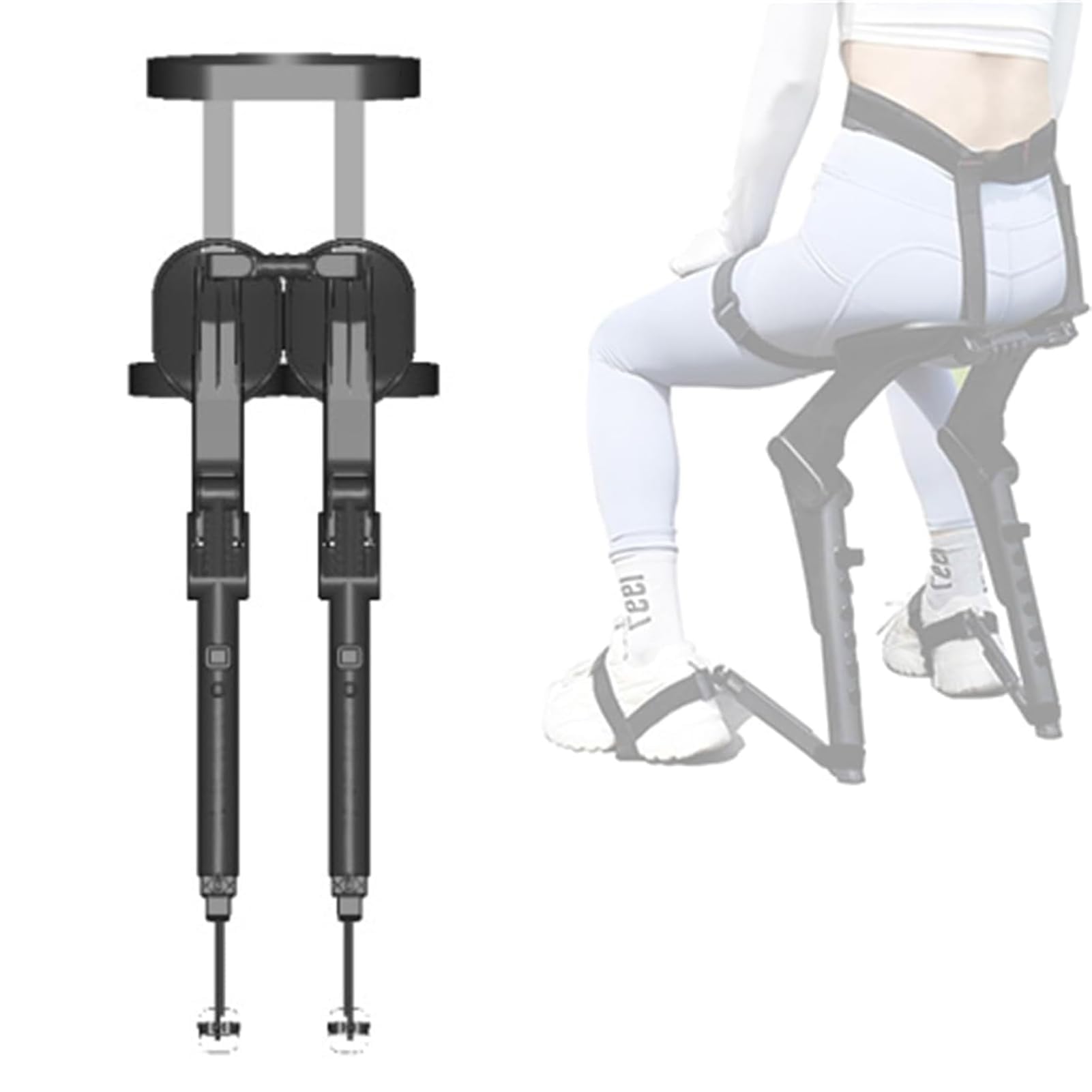 Tragbarer Unsichtbarer Stuhl Faltbarer Hocker Chairless 5 Gänge Verstellbar Verstellbarer Chair Exoskelett Schwebesitz Wearable Leg Ergonomics Lightweight Seat Für Angeln Konzert Subway (black)