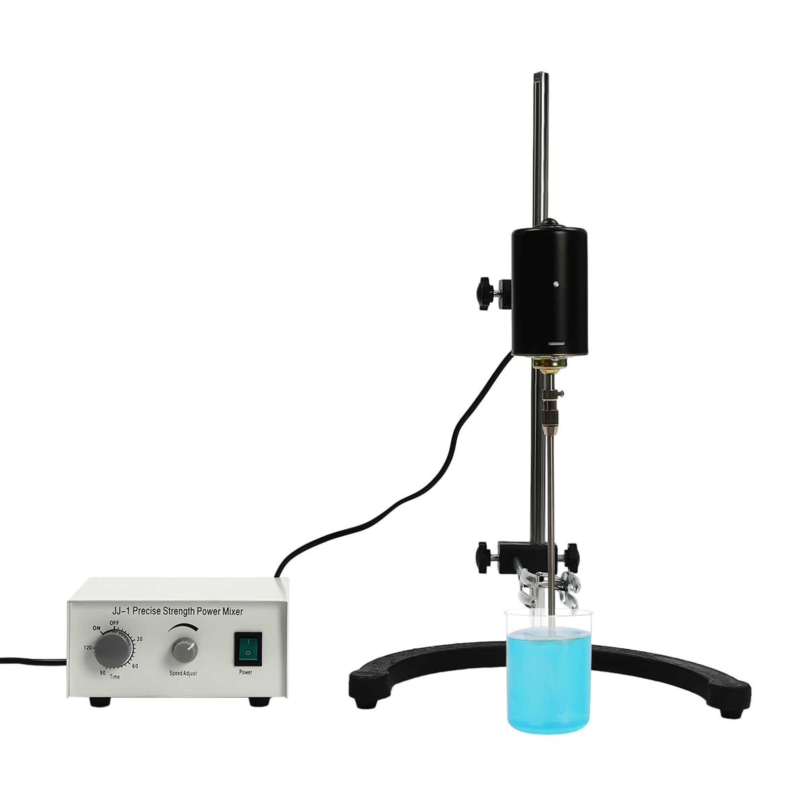 Mezclador de laboratorio de acero inoxidable de 100 W con panel de control ajustable de 0-120 minutos, agitador aéreo digital de laboratorio, mezclador eléctrico de velocidad variable, 0-3000 rpm