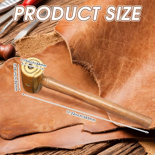 Leriton Natural Rawhide Mallet Tool, Rawhide Leather Hammer, Cowhide Carving Tool for Repairing Ring Handles, Jewelry Making, Leather Processing, Woodworking, DIY Handmade Tools 11.2 Inch - Image 2