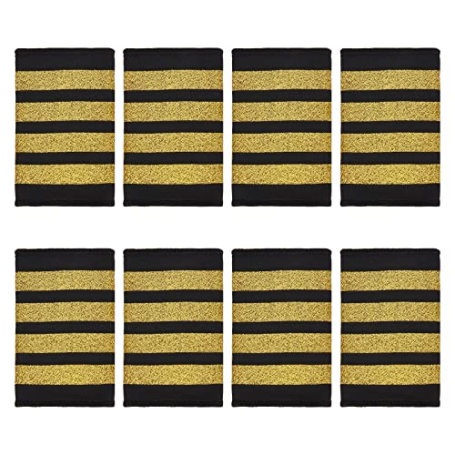 WEBEEDY 4 pares de uniformes de piloto profesional, charreteras de piloto de aerolíneas de piloto de aviadores tradicionales, charreteras con rayas de nailon doradas