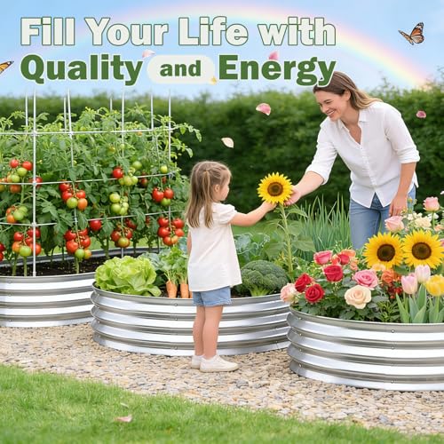 Image of Galvanized Raised Garden Bed Outdoor, 8x2x1ft Metal Heavy Duty Planter Boxes for Gardening, Easy Assemble Small Oval Plant Container Kit for Vegetables, Flowers, Fruits, Silver, 1 Pack