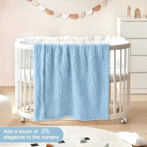 Image of HOMRITAR 3D Rainbow Fleece Fluffy Fuzzy Baby Blanket for Boys Girls