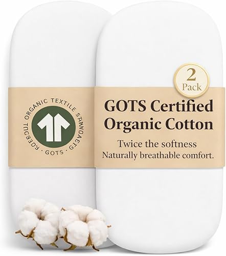 Miniatura 15 de GOTS Sábanas Orgánicas para Moisés de Cabecera 33x20 para Maxi COSI Iora, Newton, Cowiewie, Baby Delight, Mika Micky, Ronbei, Koola Baby Bond,