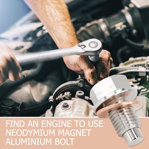 2 Stück Magnetische Ölablassschraube, M12 x 1,25 Magnetische Dichtung Ölwannenablassmutter, Ölwannenwanne Aus Rücklaufablassschraube Auto Adapter mit 4 Dichtungen