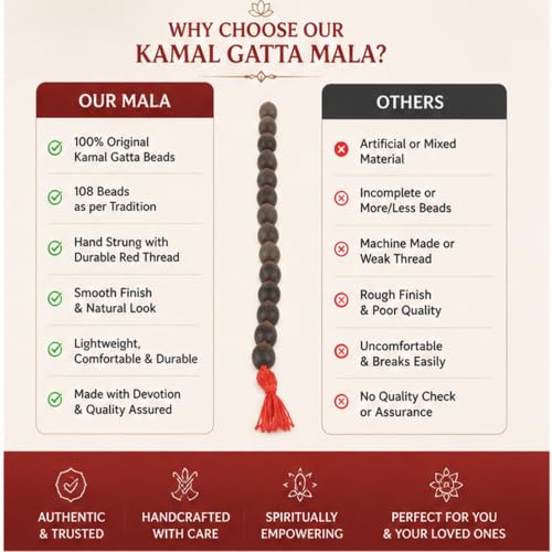 Image of Kamal Gatta Mala 108 Beads Original Certified | Kamalgatta Mala 108 Beads Original | Thamarai Mani Malai Original | Kamal Gatte ki Mala | Lotus Seeds mala
