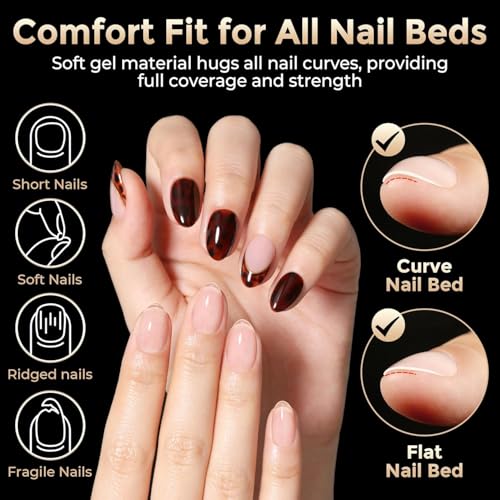 Image of Luckyfairy Extra Short Almond Nail Tips 504pcs Soft Gel Short Nails 12 Size