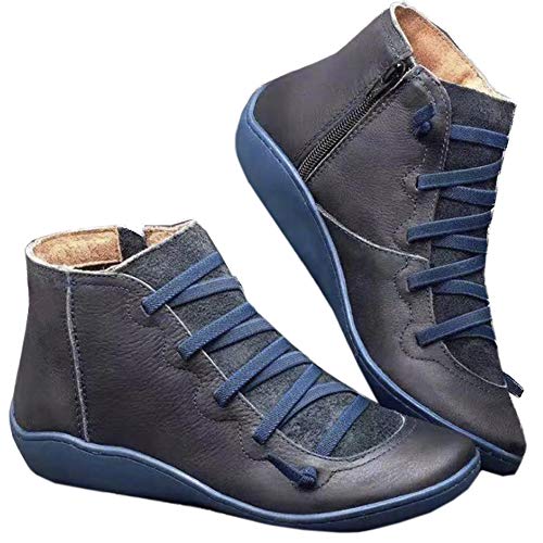 Yu Li Arch Support Boots Winter Boots for Women Sorel Waterproof Women Flat-Bottomed Boots Waterproof Slip On Outdoor Shoes Blue 43
