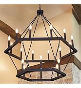 Wellmet Extra Large Chandelier Diam 60 inch, 20Light Wagon Wheel
