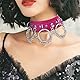 Yesaler Choker Gotik Halsband Punk Leder Halskette Damen Mädchen O-Ring Design Verstellbaren Kragen Halsketten Rosenrot