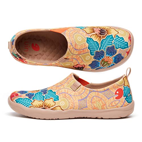 Image of UIN Women's Slip On Shoes Colorful Comfortable Lightweight Art Travel Sneakers Casual Floral Stylish Everyday Loafers