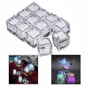 Gearmax® 12 stuks ijsblokjes, oplichtende, led-ijsblokjes voor dranken, ice cubes, voor bar, club, Kerstmis, Halloween…