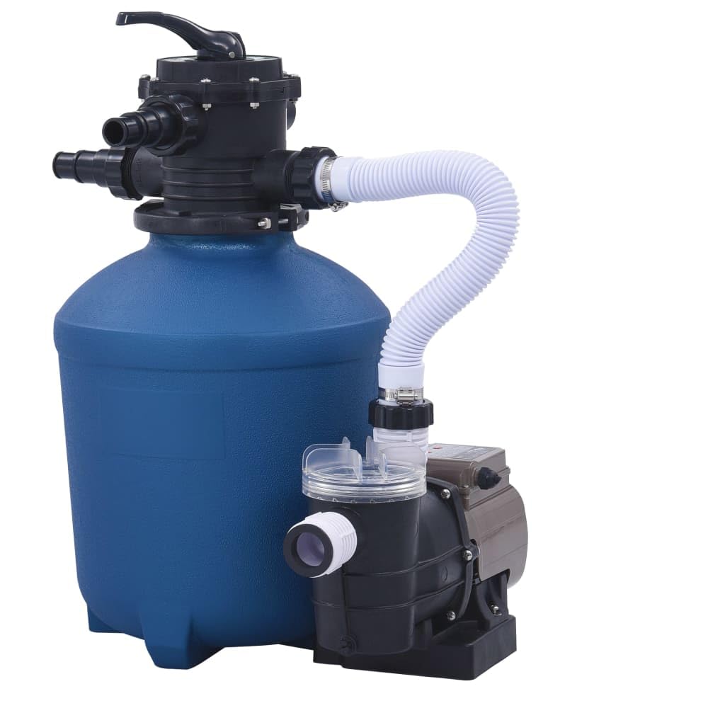 vidaXL Bomba de Filtro de Arena con Temporizador Piscina con Válvula de 4 Posiciones Filtrar Purificar Agua Claro Limpiador Dispositivo Equipamiento Bomba Azul
