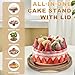 ASTROLIN Acacia Wood Cake Stand with Lid, 12'' Round Cake Holder with Clear Acrylic Cover, 2 in 1 Dessert Table Display Set & Charcuterie Board, Kitchen Decor for Birthday or Wedding