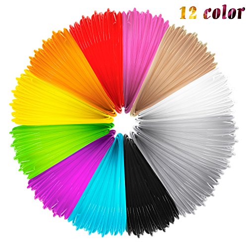 Infreecs PLA Filament 3D 1.75 mm, 10M Filament Stylo 3D, Ink Fils 3D Print Filaments pour Stylo d'impression 3D / Dessin 3D / Peinture 3D, 12 PCS