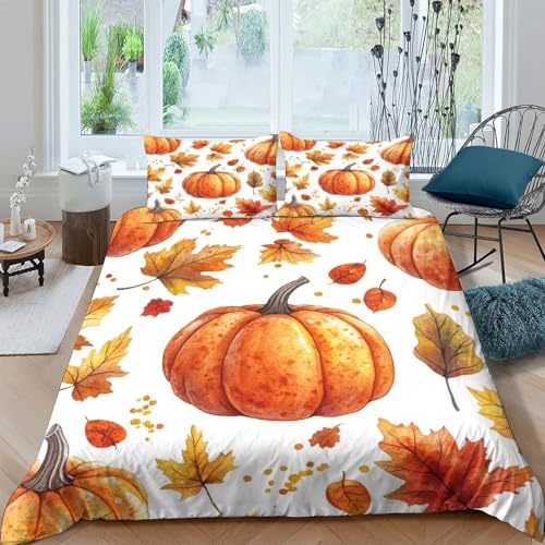 Parure de lit citrouilles d'automne housse de couette double 200x200cm