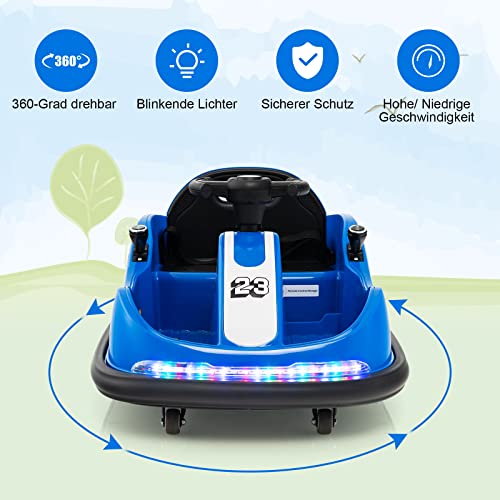 COSTWAY 12V Aufsitz Kinder Autoscooter 360 Grad Spinning & Vorwärts- und Rückwärtsfunktion, Bumper Car mit Lichtern… – Bild 4